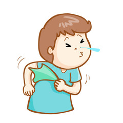 ill man sneezing cartoon vector