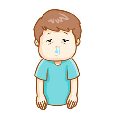 ill man runny nose cartoon vector
