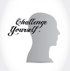 Challenge Yourself thinking brain sign concept