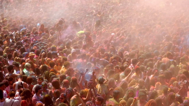 Festival de los colores Holy at Barcelona. It is traditional holiday  of Indian culture