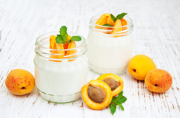 sweet yogurt with fresh apricots