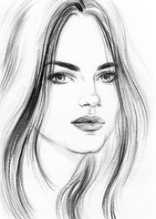 woman portrait .abstract watercolor .fashion background