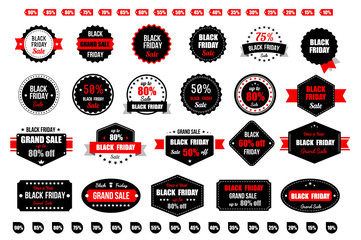 Black friday retro vintage typographic sale labels. Vector set.