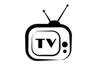 Retro TV icon on white background