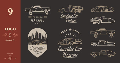 Set Vintage Lowrider Logo Badge and Sign