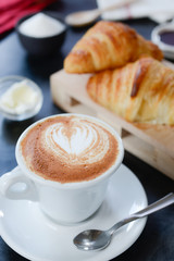 Breakfast cappuccino design - heart shape