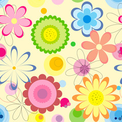 Floral seamless pattern. Colourful flowers on light background.