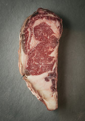 Matured piece of raw meat, beef dry edge