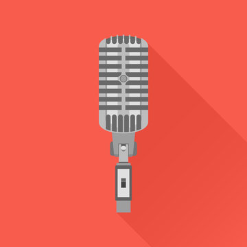 Retro Microphone Flat Icon