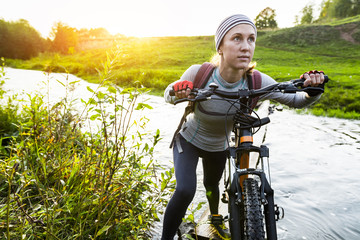 Naklejka premium Lady with bicycle