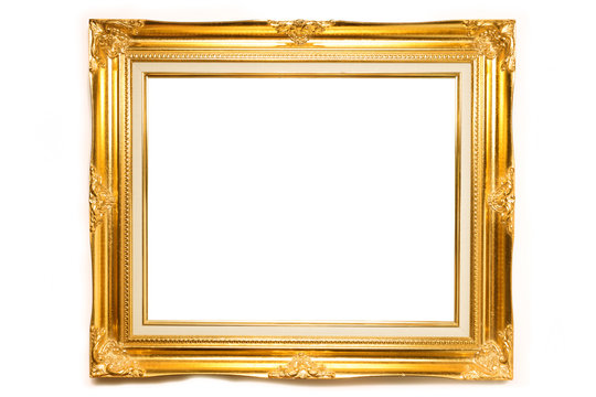 Gold luxury Louise photo frame over white background