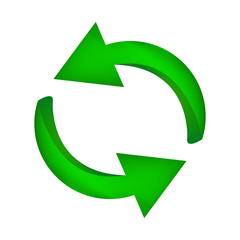 Recykle green Arrow symbol, icon business ecology concept. Vector illustration isolated on white background.