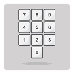 Vector of flat icon, number button on isolated background