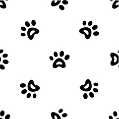 Seamless pattern with heart shaped animal footprints