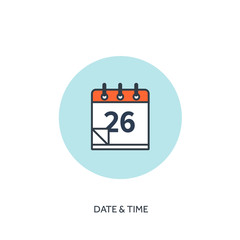 Vector illustration. Calendar lined icon. Date and time. Holiday planning