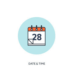Vector illustration. Calendar lined icon. Date and time. Holiday planning
