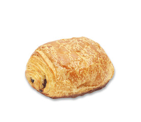 chocolate croissant on white background.