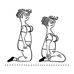 Exercising old woman. Pilates poses set