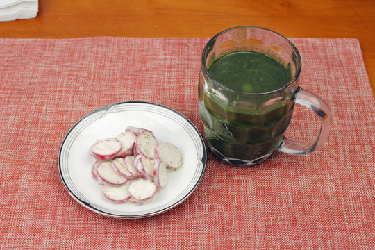 Greens Drink with Creamed Radishes