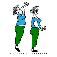 Exercising old woman. Pilates poses set