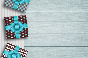 christmas gift lying on wooden desk