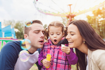 Family at fun fair