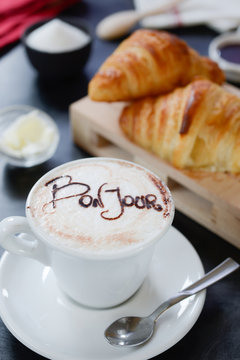 Breakfast cappuccino design - bonjour