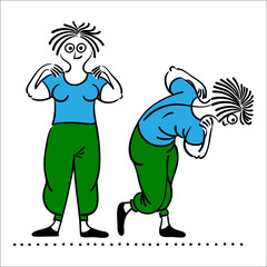 Exercising old woman. Pilates poses set