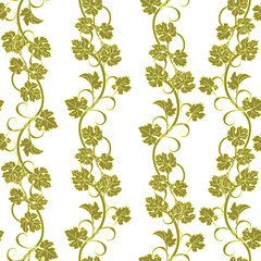 Vector repeating pattern with vines in vintage style.