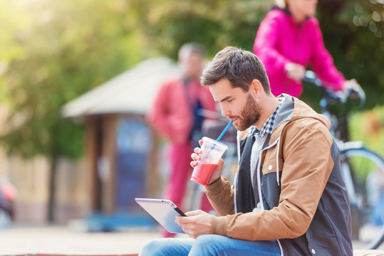 Man with tablet