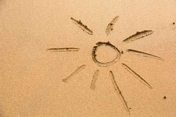 Sun drawn in the sand.