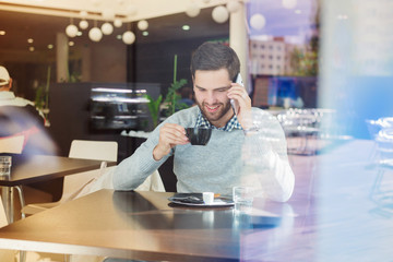 Young couple in cafe
