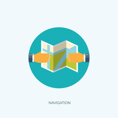 Vector illustration. Flat navigation background. Map pointer.Location. Communication and travel