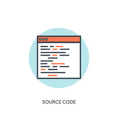 Flat lined document with code. Coding and programming.
