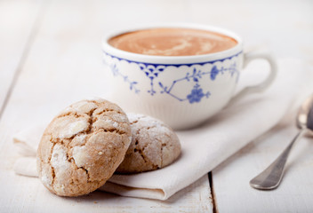 Cup of coffee with cookies. Breakfast . Morning.