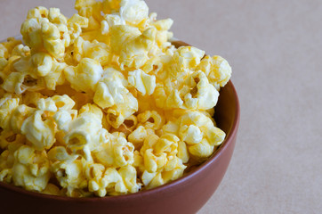 Caramel Popcorn In Bowl.
