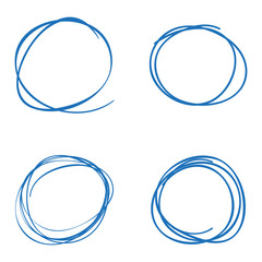 Scribble circles four blue colored on a white background