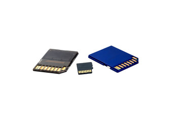 SD memory card and micro sd card on white background