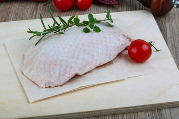 Raw duck breast