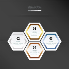 Hexagon presentation    gold, bronze, silver, blue color