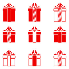 Christmas gifts icons set. Vector Illustration