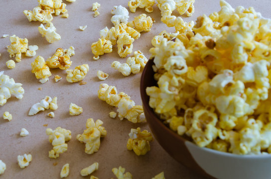 Caramel Popcorn In Bowl.