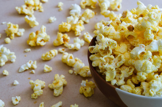 Caramel Popcorn In Bowl.