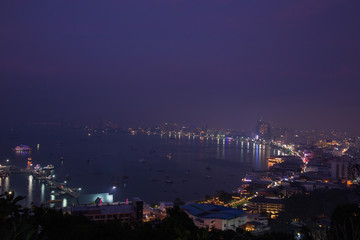 Pattaya City and Sea in Twilight time