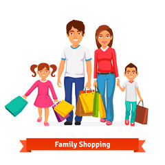 Fototapeta na wymiar Family shopping Flat style vector illustration