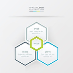 Hexagon vector design   Green, blue, gray color