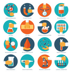 Vector illustration. Flat medical background. First aid and diagnostic. Medical research and therapy. Global healthcare