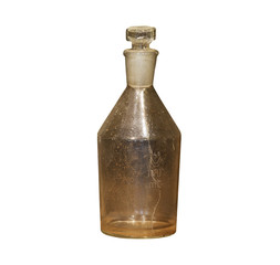 The Old chemical bottle on white background