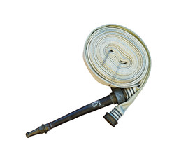 Hank fire hose on a white background