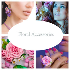 Romantic Style Collage: Fashion shot of a Floral Woman Accessori